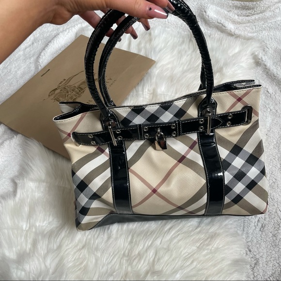 Patent Leather Burberry Tote - Picture 7 of 12